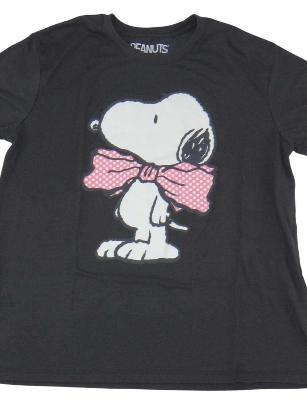 Peanuts Snoopy Bow Womens‎ XL T-Shirt Black 50/50 Cotton Polyester